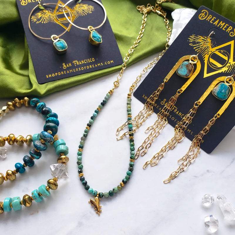 Gold Rainbow Arch Chain Duster Earrings