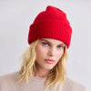 Merino Wool Embroidered Beanie - Flame Red