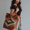 Orange, Cream, Navy & Green Aztec Tote