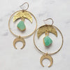 Chrysoprase Halo Moon Hoops