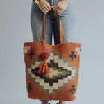 Orange, Cream, Navy & Green Aztec Tote