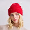Merino Wool Embroidered Beanie - Flame Red
