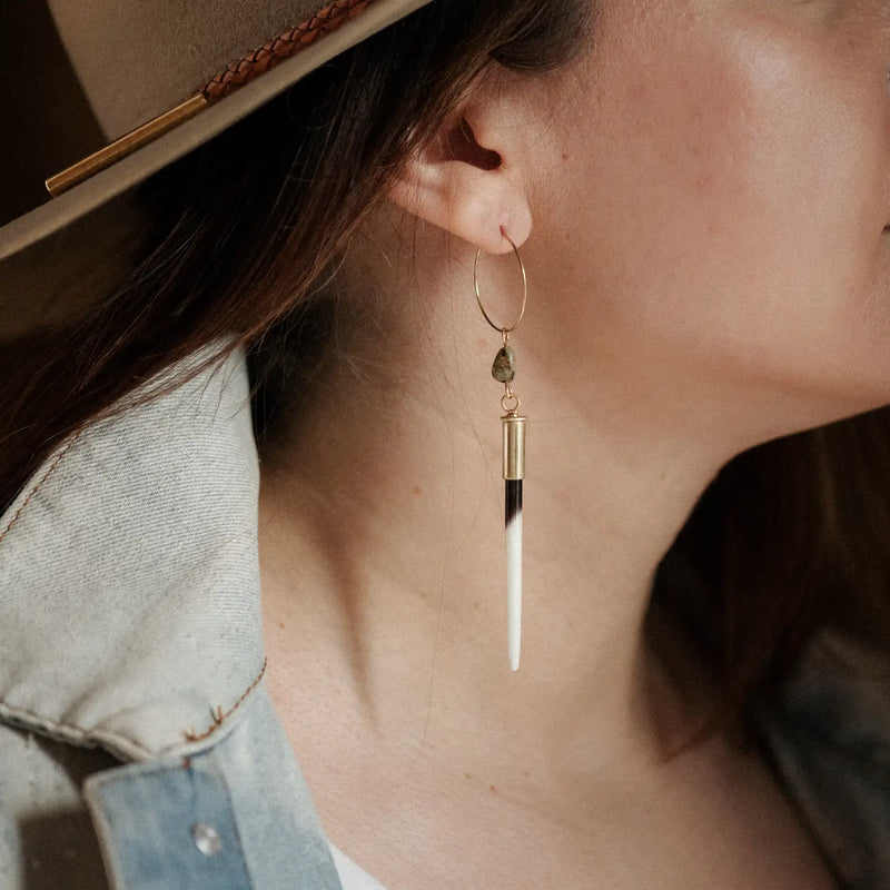 Yellowstone Beth Dutton Quill Earrings Turq Hoop Variant