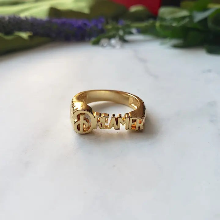 The Dreamer Ring - 14k Gold Lettering