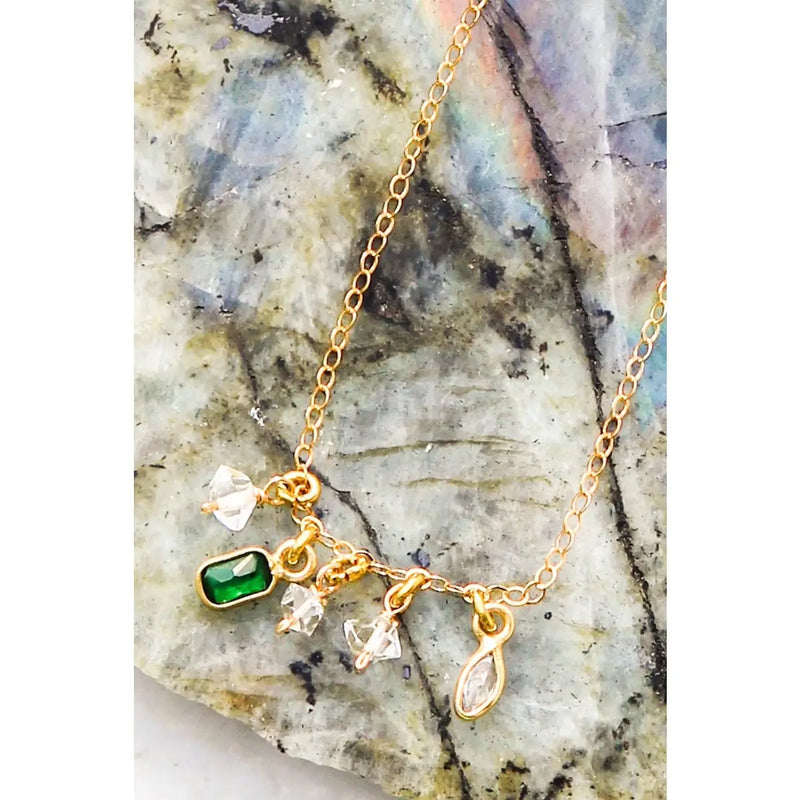 Sunshower Necklace- Green Onyx