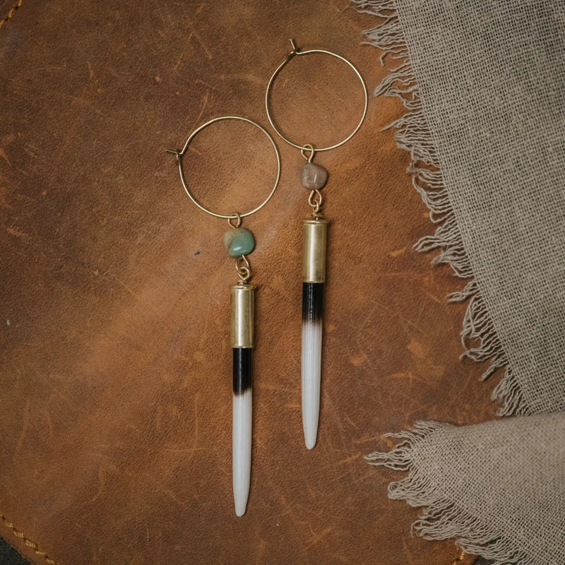 Yellowstone Beth Dutton Quill Earrings Turq Hoop Variant