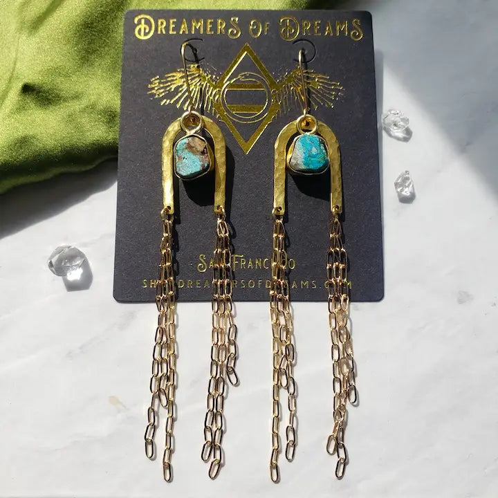Gold Rainbow Arch Chain Duster Earrings