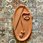 Concrete Face Tray/ Incense Holder in Green