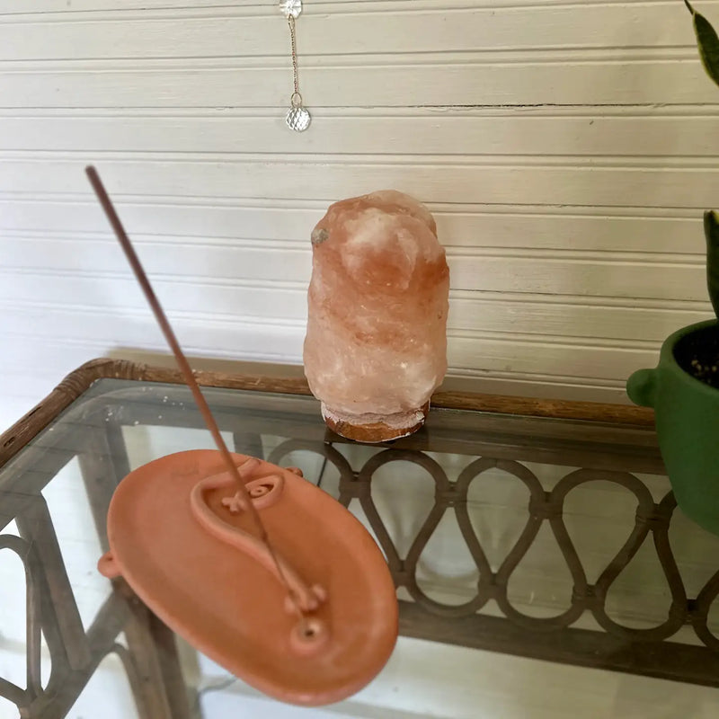 Concrete Face Tray/ Incense Holder in Green