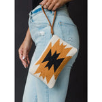 Cream, Camel & Black Aztec Wristlet