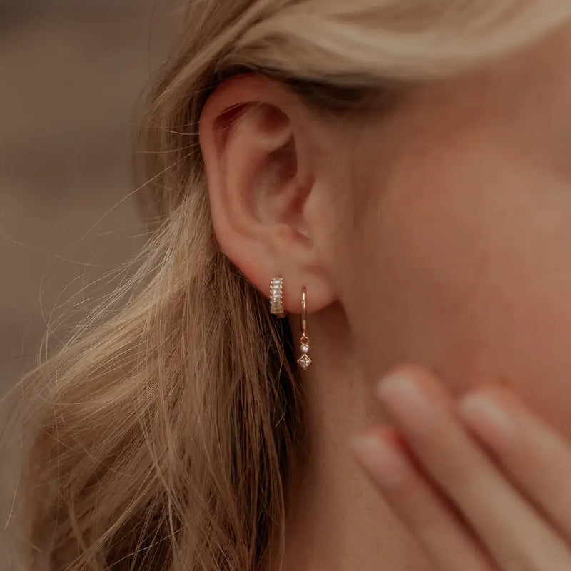 Willow Diamond Dangle Hoops