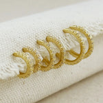 18k Gold Filled Thin Line Cubic Zirconia C Hoop Earrings