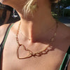 Big Gold Heart | Paperclip Chain Necklace