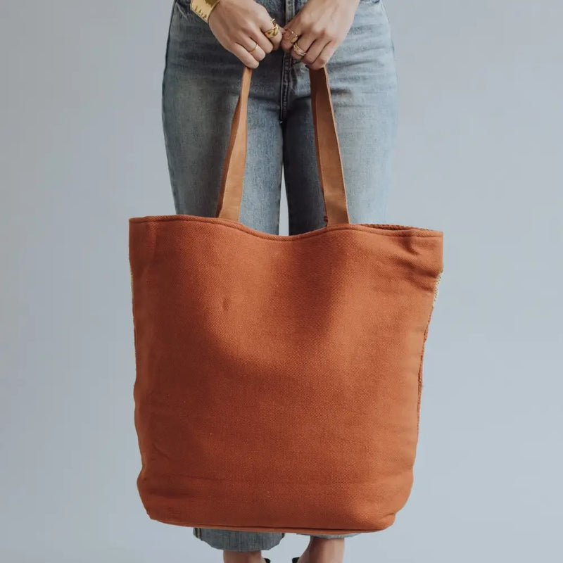 Orange, Cream, Navy & Green Aztec Tote