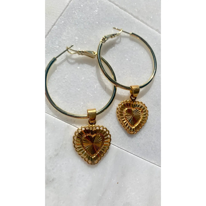 Heartbreaker Gold Heart Hoops