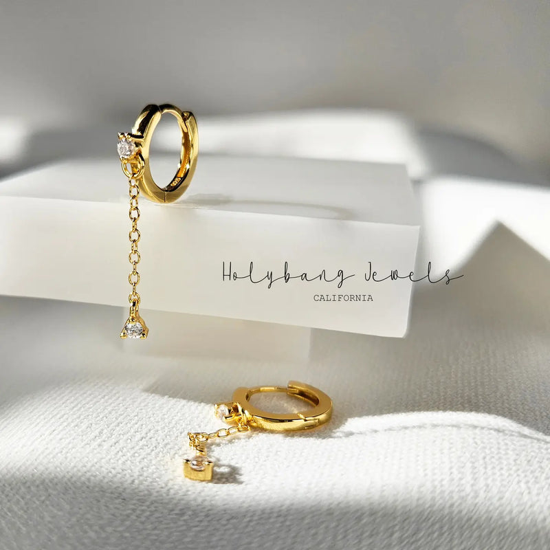 Black Cz Huggie Earrings