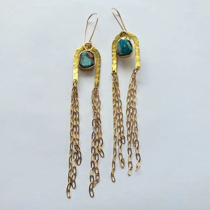 Gold Rainbow Arch Chain Duster Earrings
