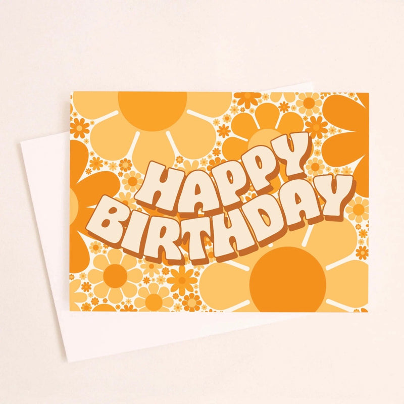 Happy Birthday Flowers Card in Yellow