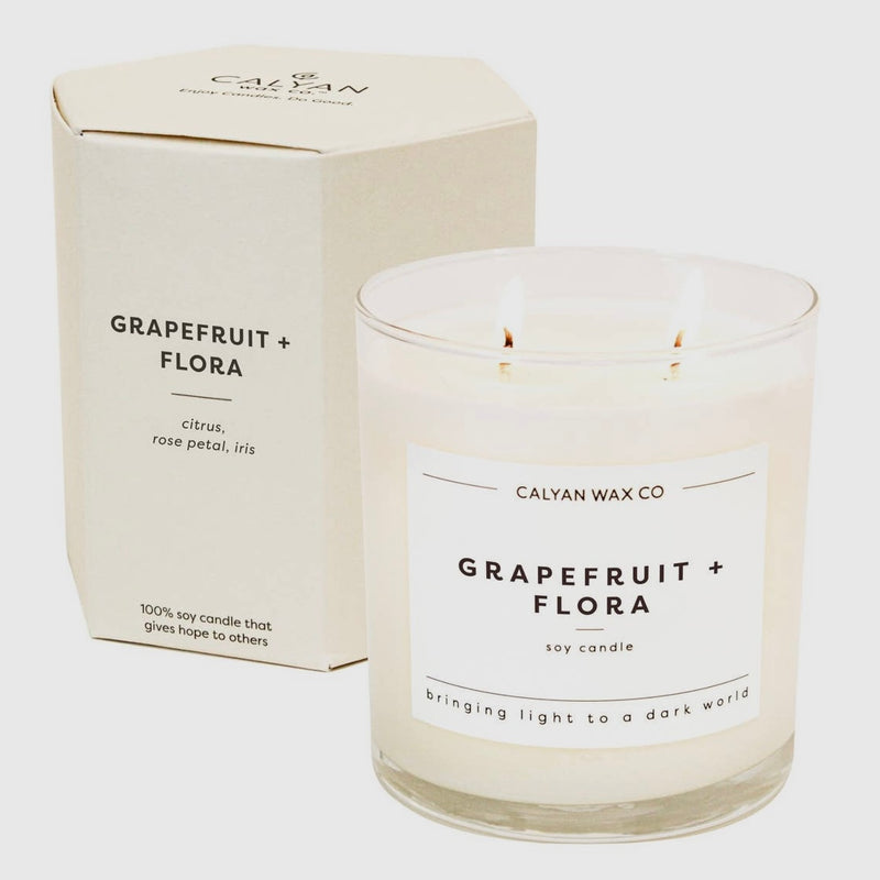Grapefruit + Flora Glass Tumbler Soy Candle