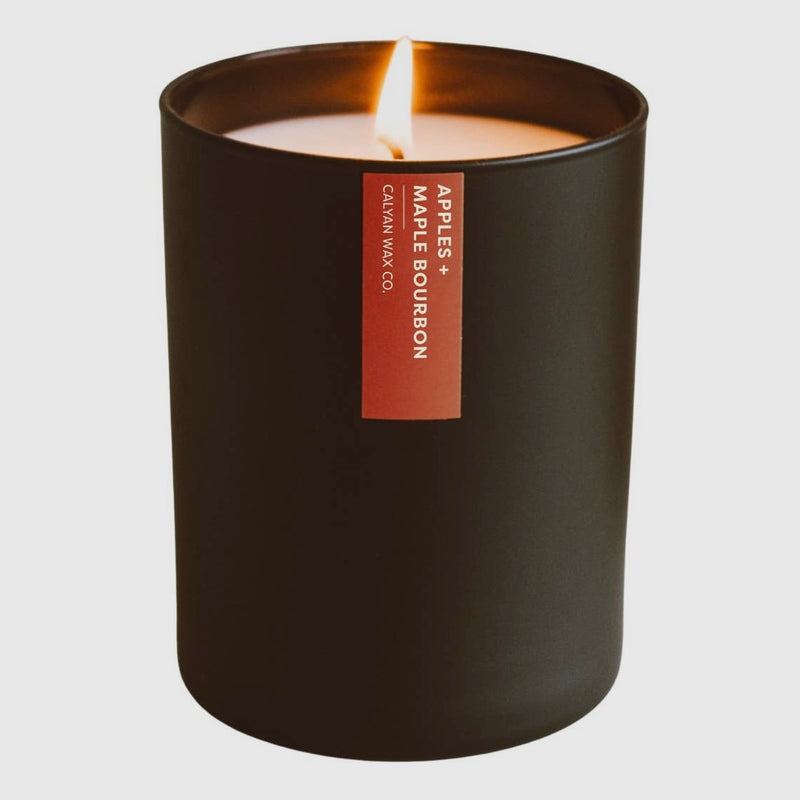 Apples + Maple Bourbon Matte Black Glass Tumbler Candle