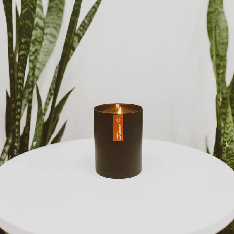 Apples + Maple Bourbon Matte Black Glass Tumbler Candle