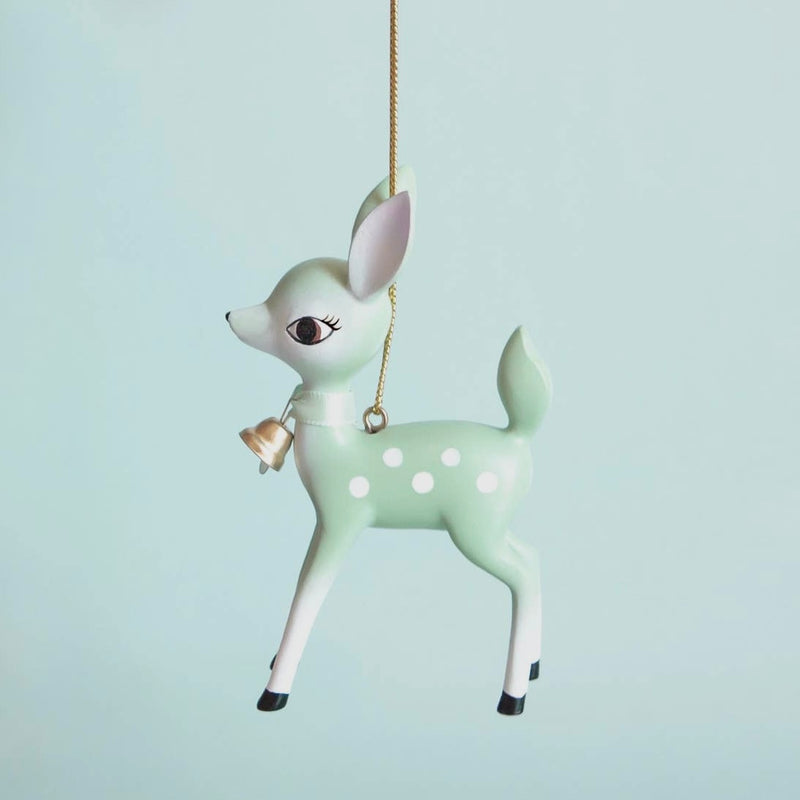 Retro Deer Ornament in Mint