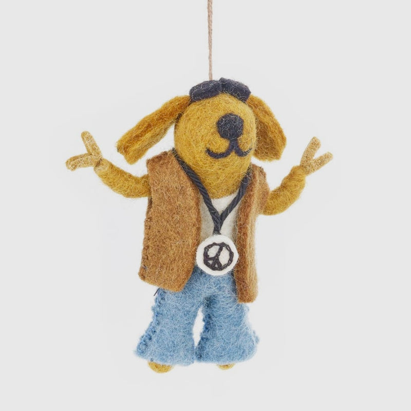 Handmade Felt Dude Dog Hanging Decoration
