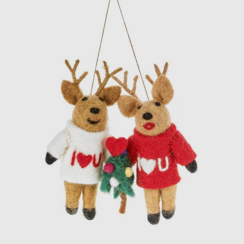 Handmade I Love You, Deer Hanging Couples Christmas Decor
