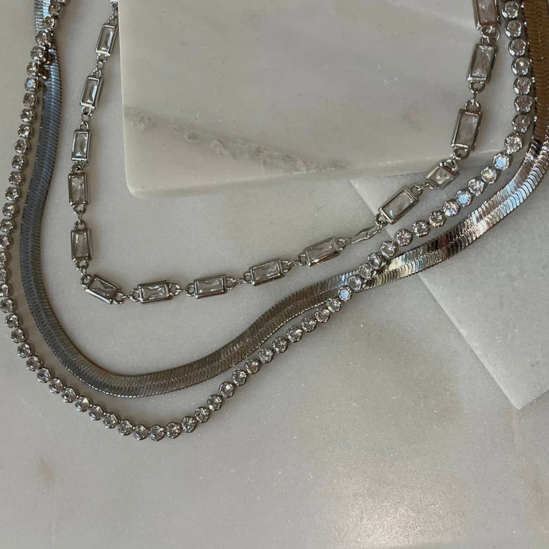 Thick As Thieves White Gold Filled Herringbone Chain Necklace
