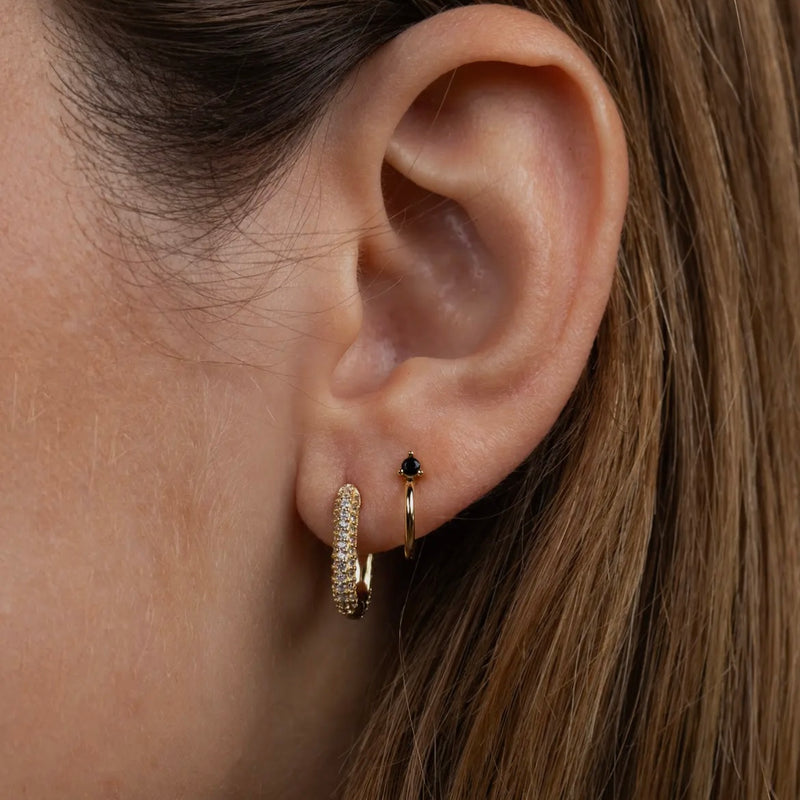 Mini Loop Earring Open Mini Hoop Earring - Black – The Terracotta Room