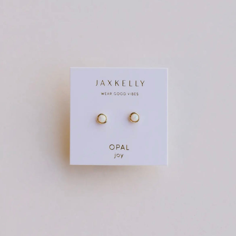 Simple Stud White Opal Earring