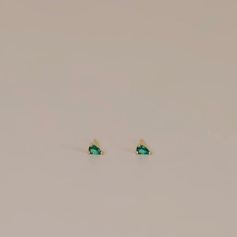 Teardrop - Emerald Cz - Earring