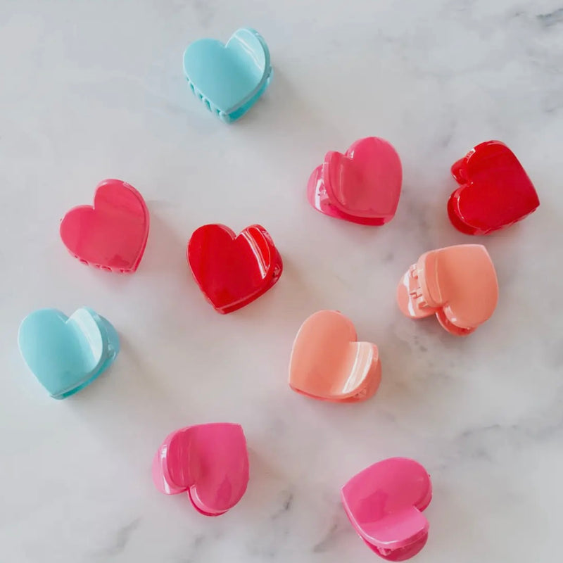 Glossy Candy Hearts Hair Clip Set