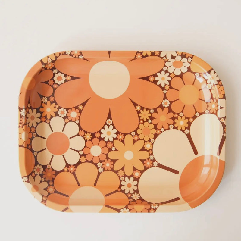 70's Floral Metal Tray
