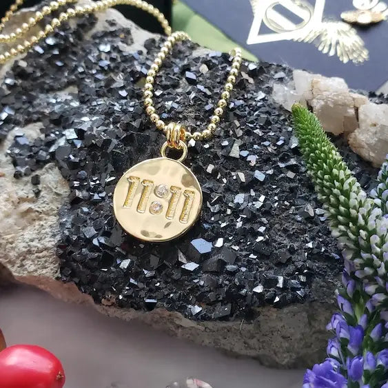 11:11 Gold Charm Medallion Pendant Necklace