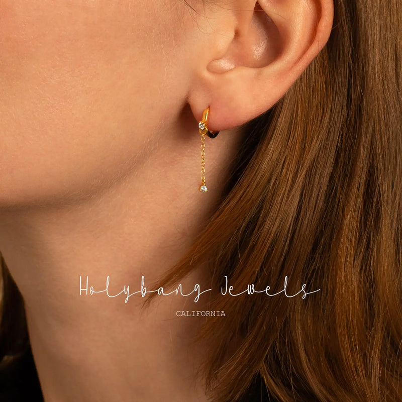 Black Cz Huggie Earrings