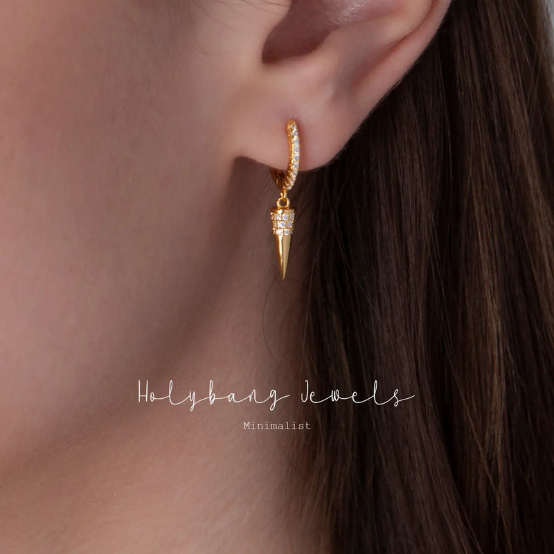 Spike Dangle Hoop Earrings