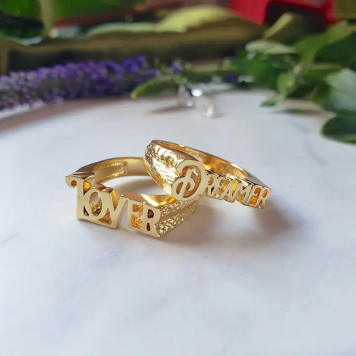 The Dreamer Ring - 14k Gold Lettering