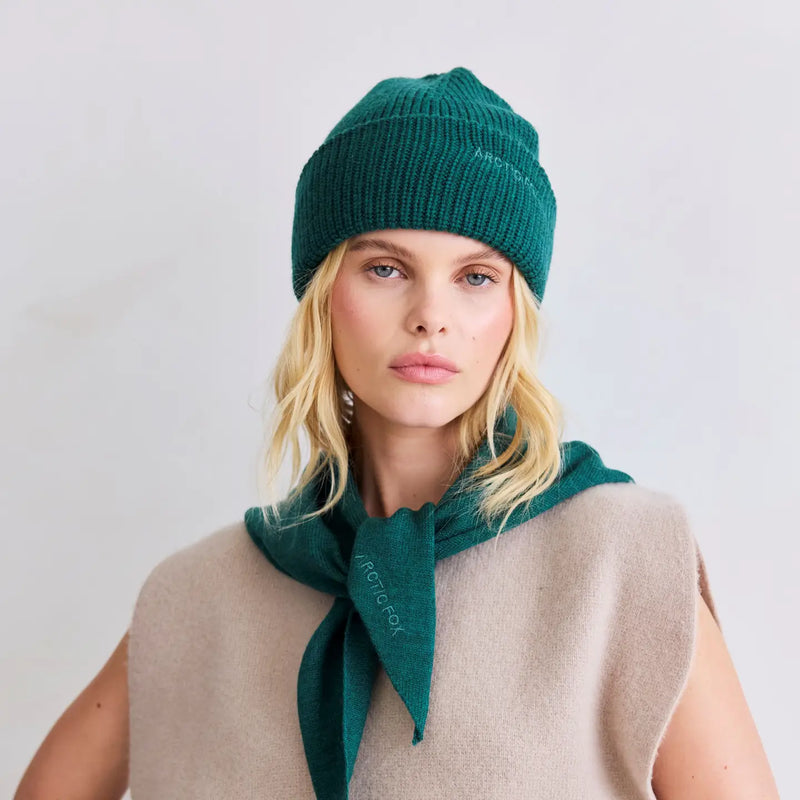 Merino Wool Embroidered Beanie Alpine Fern