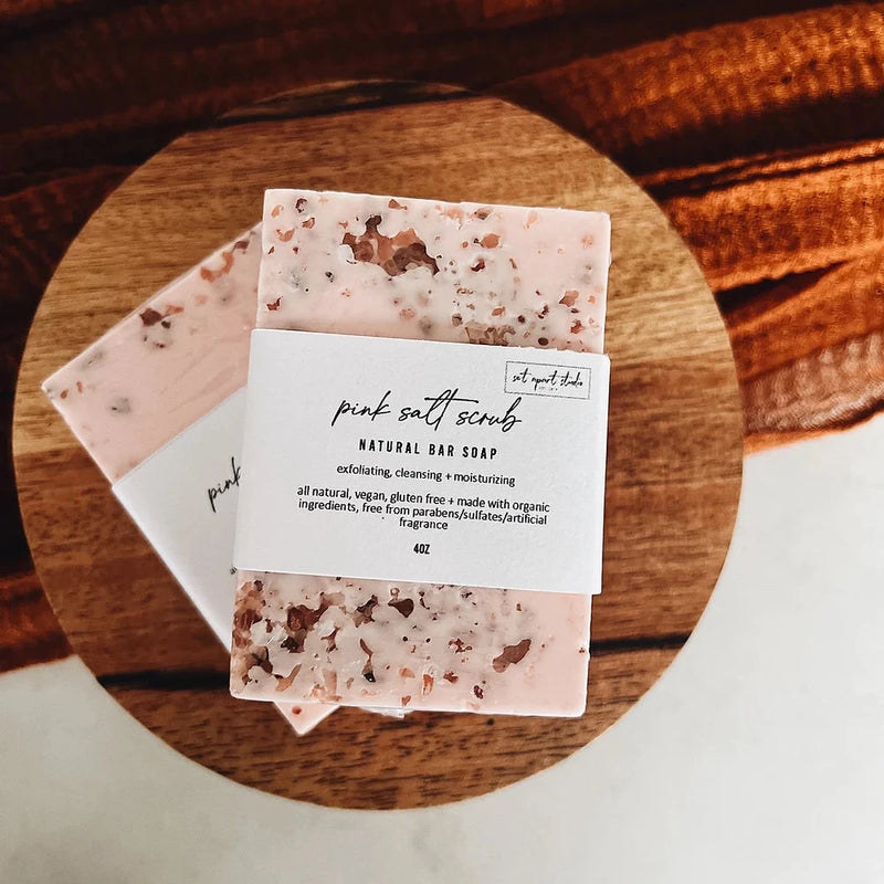 pink salt scrub | natural bar soap