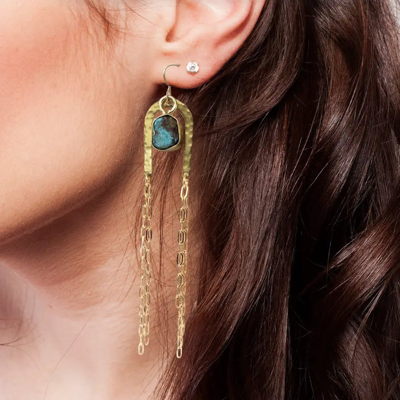 Gold Rainbow Arch Chain Duster Earrings