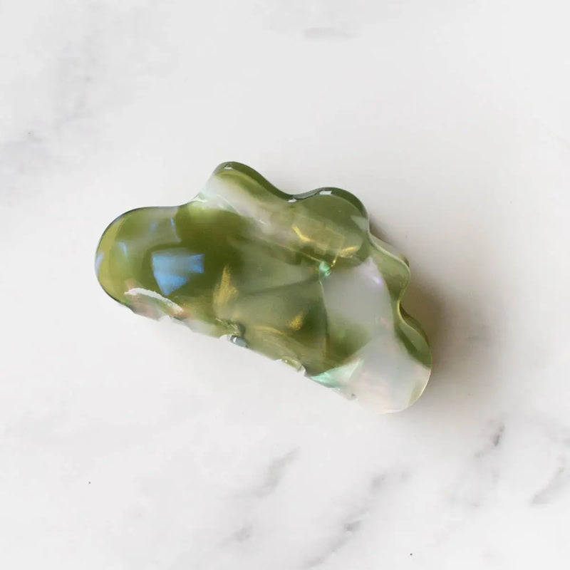 Eco Cellulose Acetate Cloud Hair Clip in Olive Pearl