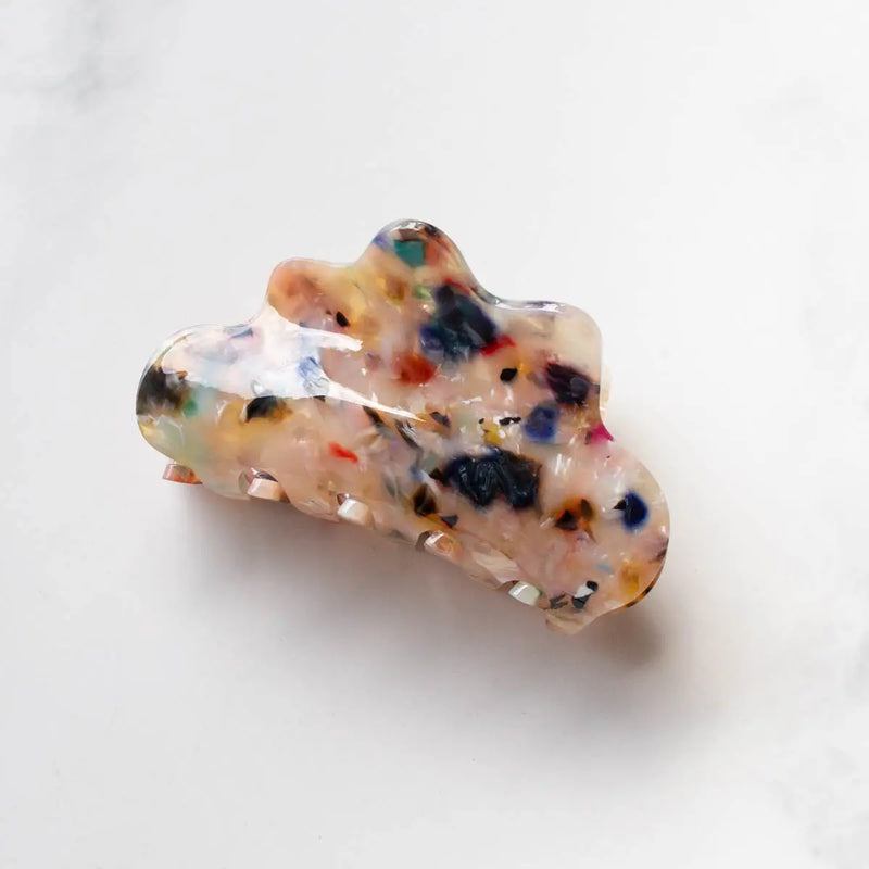 Eco Pouch Cellulose Acetate Cloud Hair Clip in Rainbow Cookie