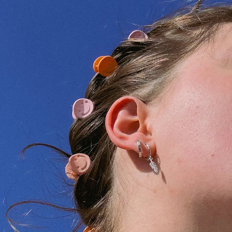 Mini Clips in Orange Smiley Faces