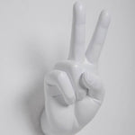 White Peace Hand Wall Mount