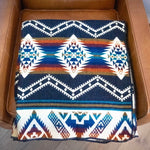 Andean Alpaca Wool Blanket in Rio Blue/Orange/Red