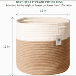 Brown and White Cotton Rope Plant Basket