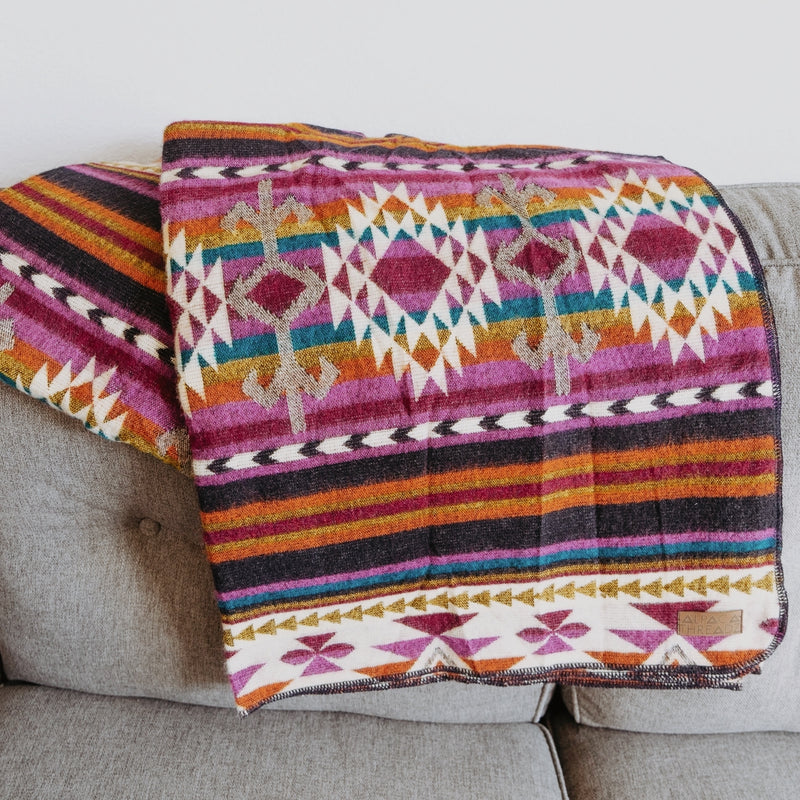 Southwest Alpaca Queen Blanket – Amethyst Reversible