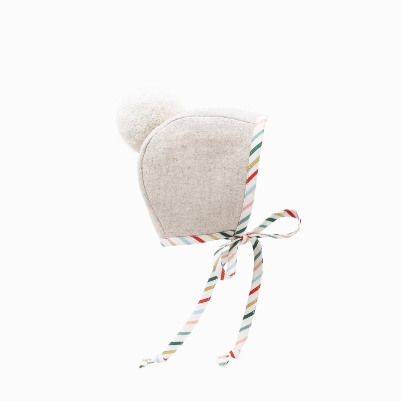 Peppermint Stripe Pom Bonnet