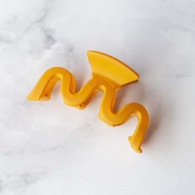 Matte 3 Wave Hair Clip in Mustard